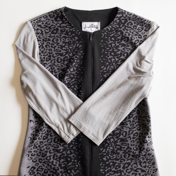 Joseph Ribkoff Jacket Animal Leopard Print Design Black Grey Silver Size 6 - Picture 4 of 8
